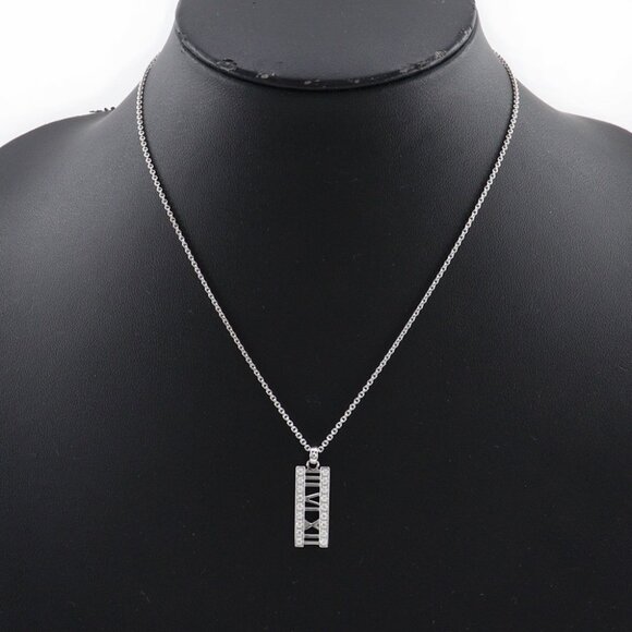TIFFANY&Co. Atlas open bar Necklace K18 white gold/diamond 6.6g Women - Picture 2 of 8